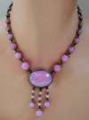 Czech Deco Pink Glass Necklace with Drops