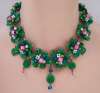 Langani Green Glass Floral Necklace & Earring Set