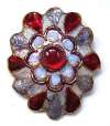 Andree Bazot Red & Silver Enameled Brooch