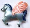Vintage Pearlized Lucite Flying Horse Winged Pegasus Pin