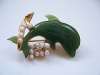 Swoboda Jade Dolphin Pin with Pearl Bubbles