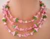 Vendome Style Pink & Green Glass Bead Necklace Set