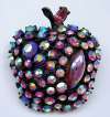 Apple Fruit Pin by ART ~ Pink Stones ~ Japanned Setting