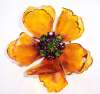 Lucite Resin Amber Flower Pin