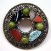 Miracle Round Brooch w/ Faux Gemstones