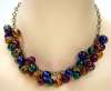 Vintage Drippy Brass & Multicolor Glass Bead Necklace
