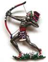 1940's Enameled Pin ~ Native American Indian w/ Bow & Arrow