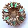 Juliana Blue & Green Brooch ~ Molded Center