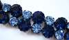 REGENCY Blue Rhinestone Bracelet Pin & Earring Parure ~ Japanned Setting