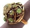 Hollycraft Ring with Green Rhinestones