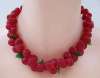 Raspberry Red Vintage Plastic Bead Necklace