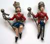 1940's Enameled Drum Major & Majorette Fur Clips