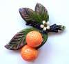 Vintage Plastic Orange Branch Fruit Brooch