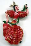 Coro Enameled Flamenco Dancer Pin Brooch