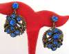 Vintage Etruscan-Style & Blue Glass Drop Earrings