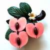 Vintage Plastic Pink Fruit Pin