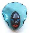 Elzac Ceramic & Blue Lucite Bonnet Head Pin