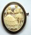 Vintage French Celluloid Cutout Pin ~ Courting Couple