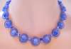 Czech Deco Blue Glass Bead Necklace ~ Frosted Saucers & Art Glass Rounds