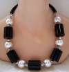 JUDITH HENDLER Black Lucite & Pearly Bead Necklace