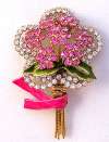 VENDOME Pink & Clear Rhinestone Flower Pin