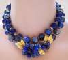 Early DeMario Blue Glass Bead & Clusters Necklace