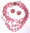 VENDOME Pink Glass Bead Necklace & Earring Set