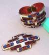 Andree Bazot Byzantine Enameled Cuff Bracelet & Pin Set