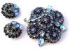 Warner Tiered Blue Rhinestone Brooch & Earring Set