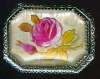 Goofus Glass Pink Rose Pin ~ Octagonal Frame