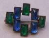 Czech Deco Blue & Green Glass Pin