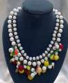 Vintage Glass Fruit & Milk Glass Bead Necklace