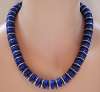 French Royal Blue, Black Plastic & Chrome Disc Bead Necklace