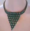 Glitzy & Festive GREEN Rhinestone Bib Necklace