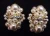 Vintage Clip Earrings ~ Imitation Pearl Clusters & Rhinestones