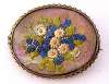 Goofus Glass Reverse-Painted Floral Bouquet Pin