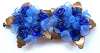French Brass & Blue Glass Beaded Pin Brooch
