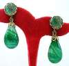 Green Art Glass Drop Earrings