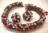 Vintage Wired Red & Gray Glass Beaded Set
