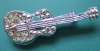 Vintage Rhinestone & Silvertone Guitar Pin