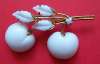 Austrian White Milk Glass Fruit Pin