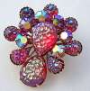 Vintage Raspberry Glass & Rhinestone Pin