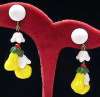 Vintage Glass Pear Fruit Drop Earrings