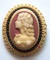 Vintage French Celluloid Cameo Pin