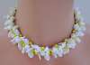 German Vintage Yellow & White Glass Flower Necklace
