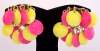 Vintage Dangly Earrings ~ Pink & Yellow Plastic Discs