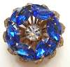 Tiered Brooch ~ Royal Blue Marquises & Clear Chatons
