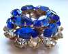 Tiered Brooch ~ Royal Blue Marquises & Clear Chatons