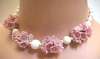 Pale Pink Glass Flowers and Beads Choker