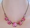 Czech Pink Glass Clover Motif Necklace